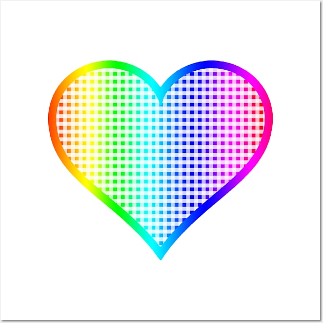 Rainbow Gingham Heart Wall Art by bumblefuzzies